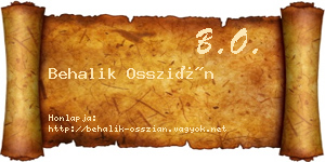 Behalik Osszián névjegykártya
